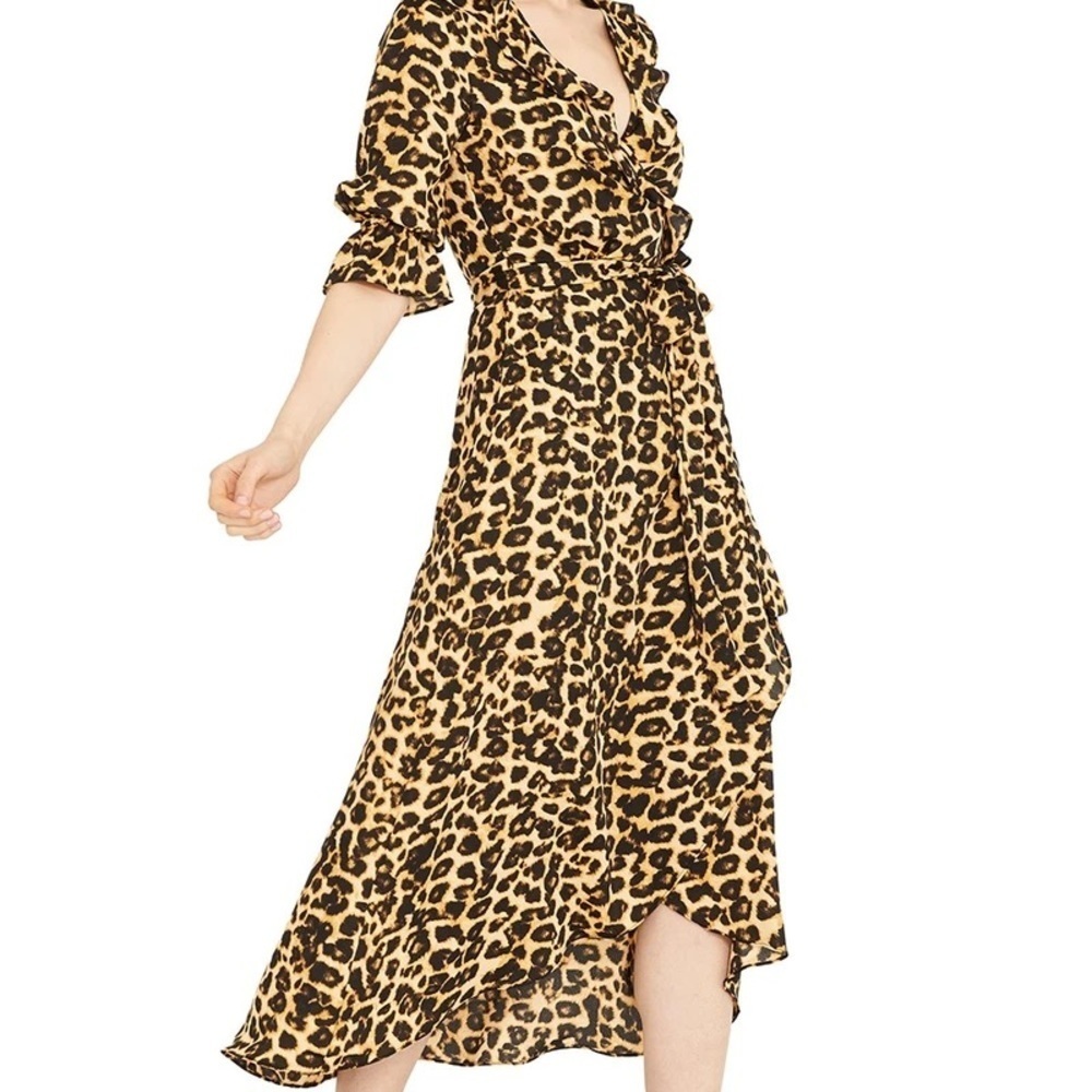 MISA LOS ANGELES Belinda Leopard Wrap Midi Dress